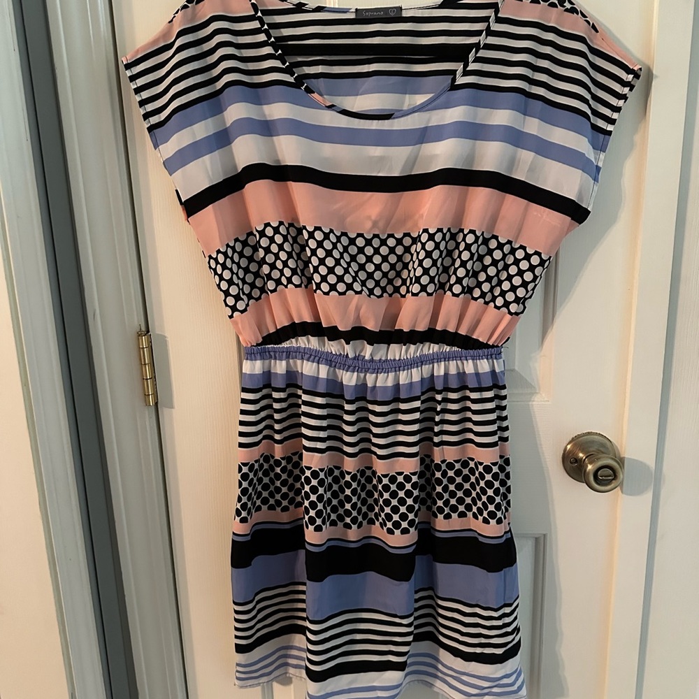 Large Soprano Blue/Pink/Black/White Casual Dress